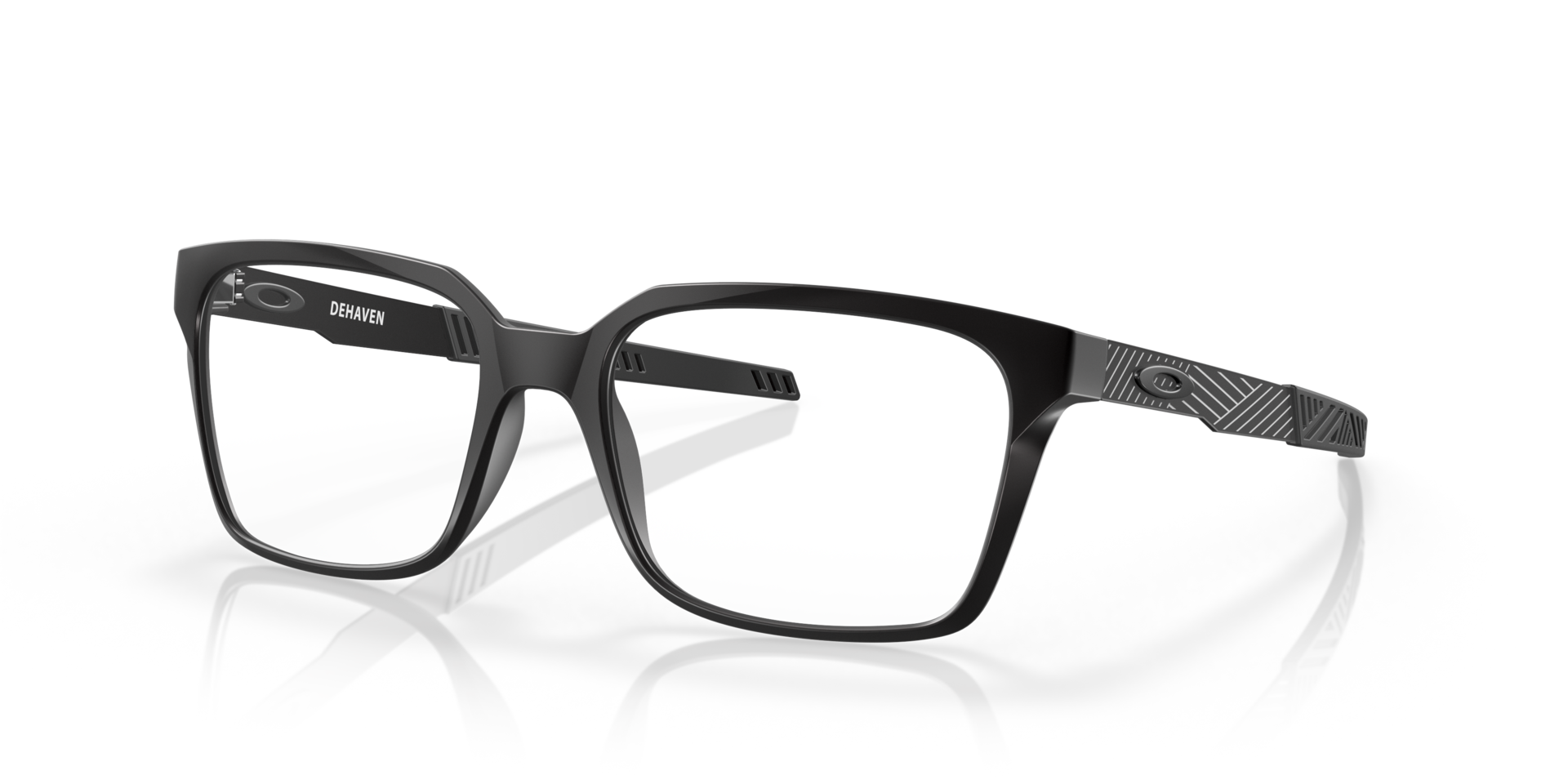 Dehaven Satijnglans zwart KunststofEyeglass Frames van B24, Hoekweergave