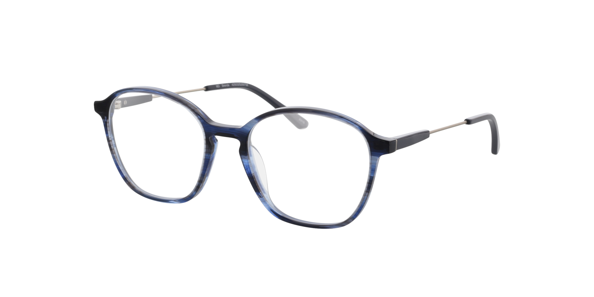 Brenda Blauw hoorn  &  matzilver AcetaatEyeglass Frames van B24, Hoekweergave