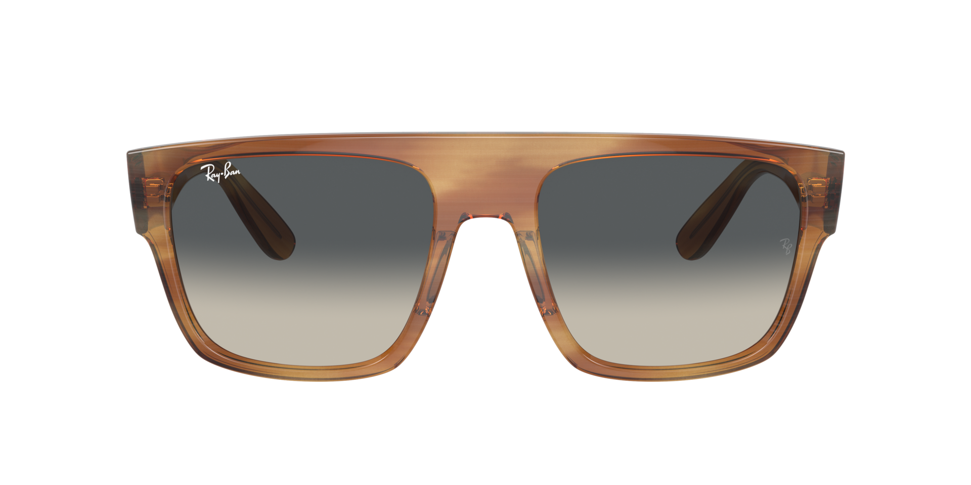 RB0360S Bruin Gestreept KunststofSunglass Frames van B24, met getinte lenzen
