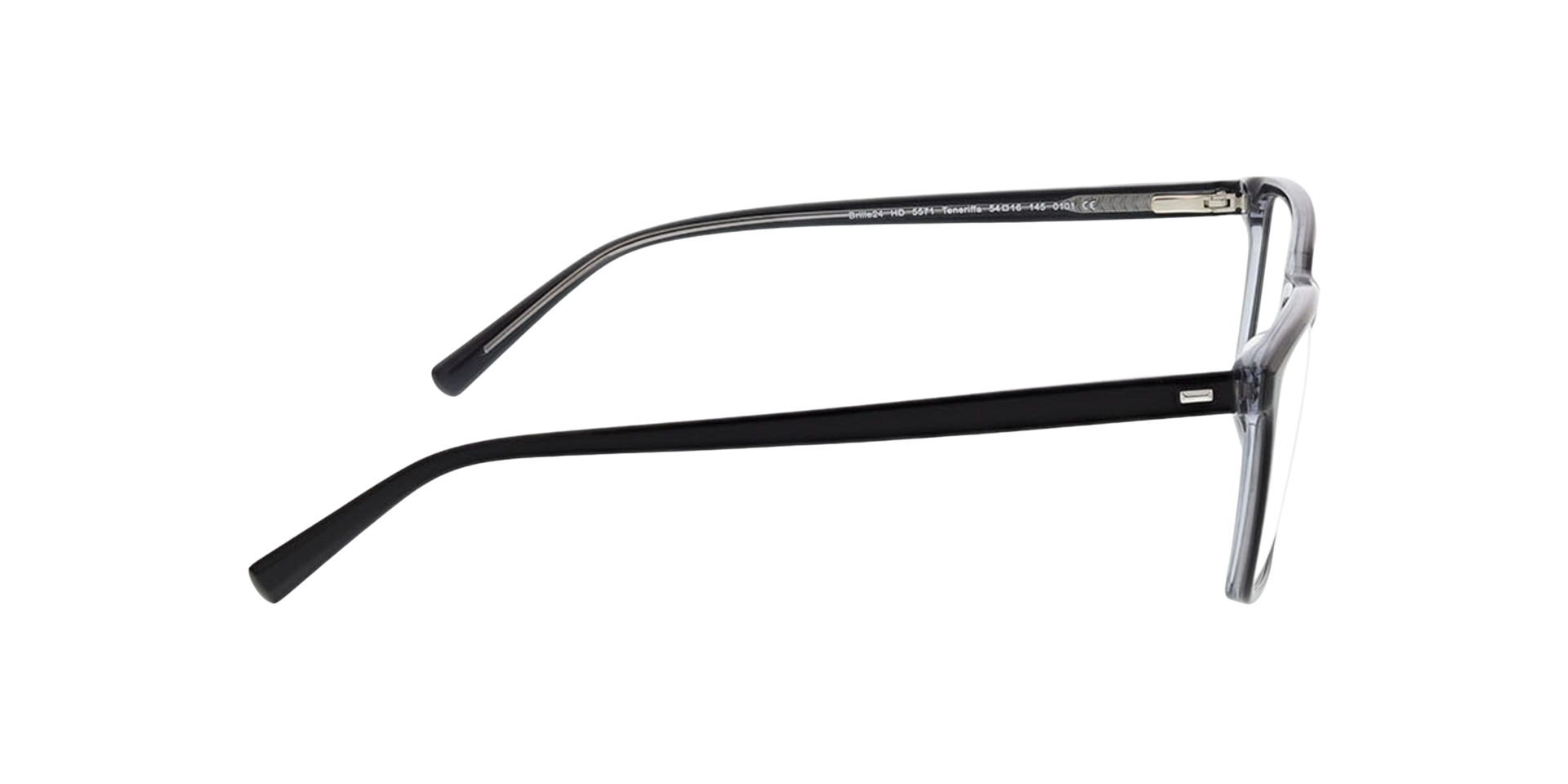 Teneriffa Drielaags zwart  &  kristal grijs AcetaatEyeglass Frames van B24, Zijaanzicht