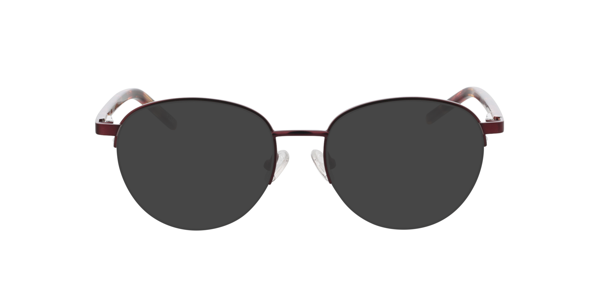 Nancy Bordeauxrood  &  bordeauxrood Havana MetaalEyeglass Frames van B24, met getinte lenzen