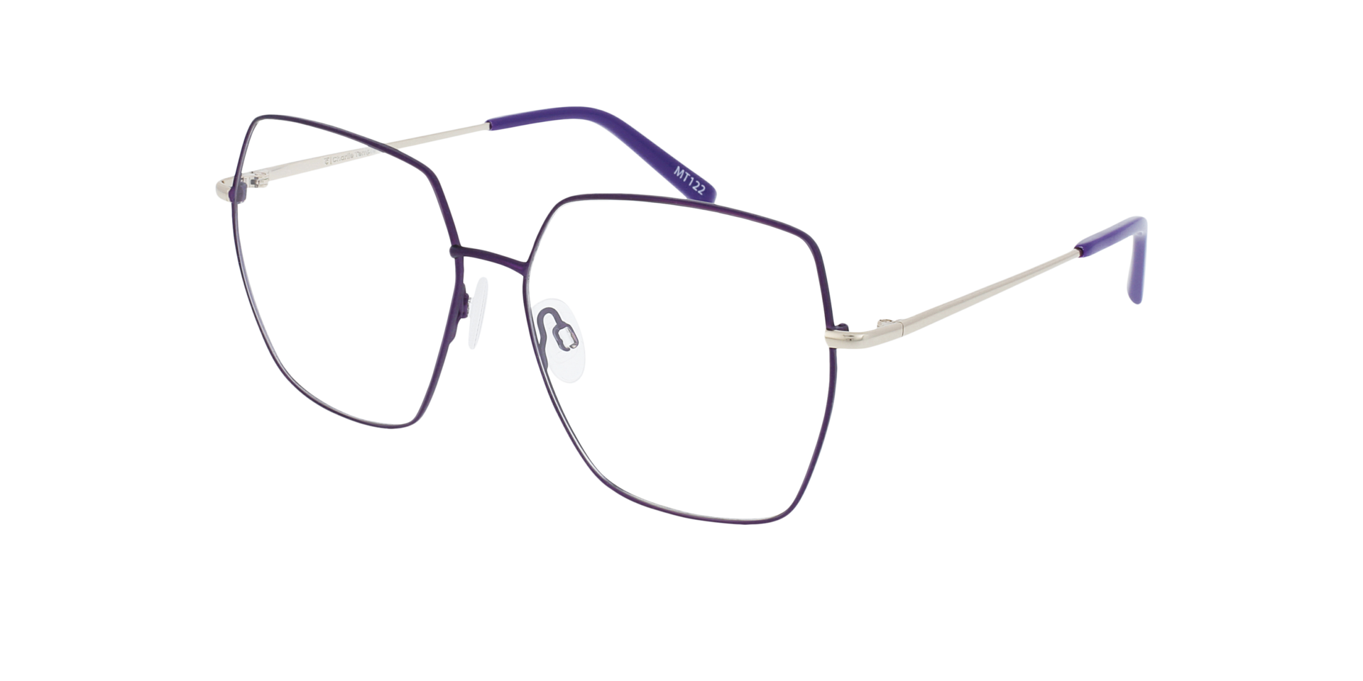 Vivien Sparkling Aubergine MetallEyeglass Frames von B24, Dreiviertelansicht