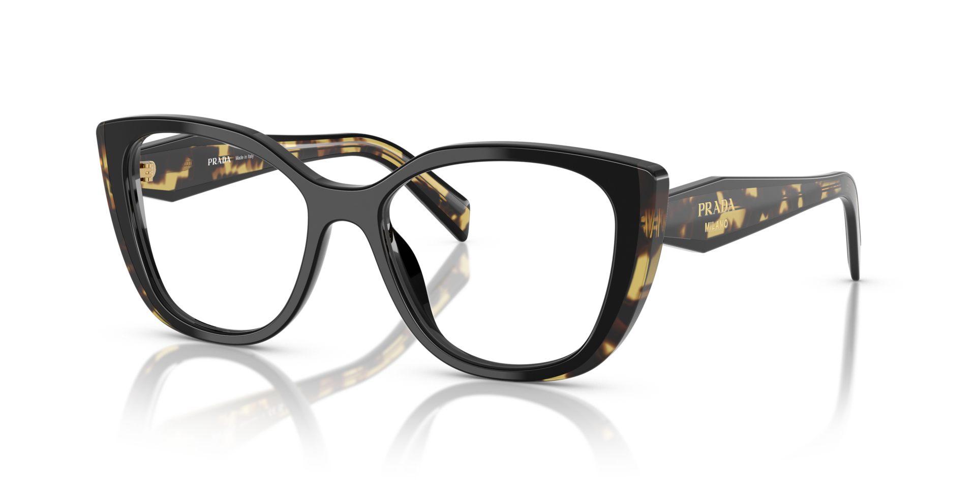 PR B04V Black & Medium Tortoise AcetatEyeglass Frames von B24, Dreiviertelansicht