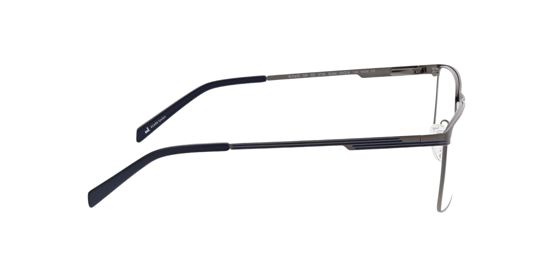 Stoke Satin Gun  &  Matt Blue MetallEyeglass Frames von B24, Seitenansicht