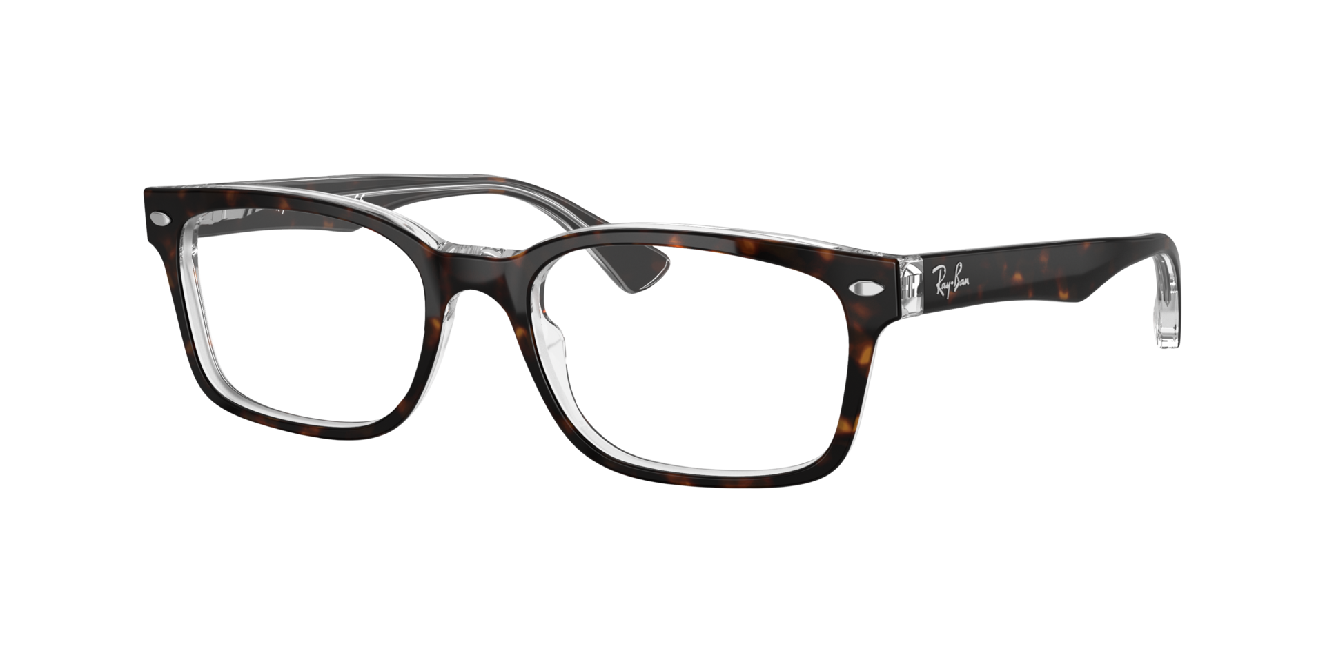 RB5286 Havana auf Transparent AcetatEyeglass Frames von B24, Dreiviertelansicht