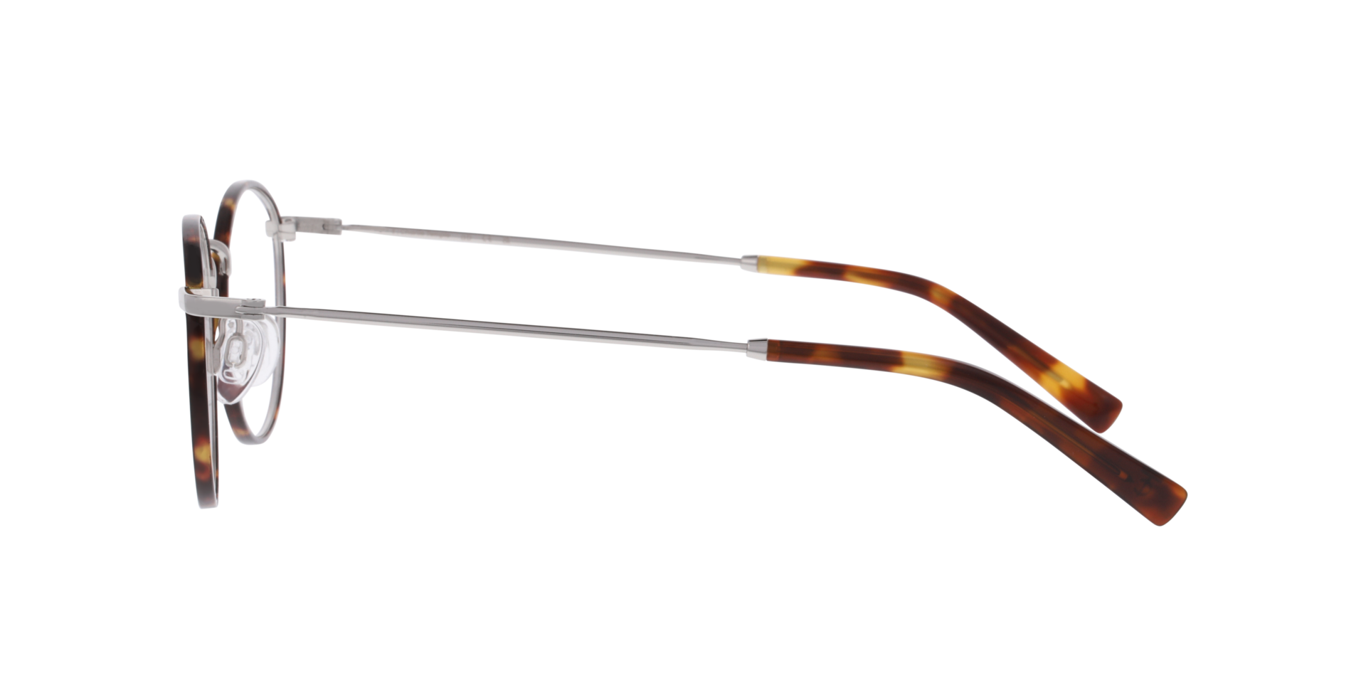 Duke Havana On Silver TitaanEyeglass Frames van B24, Zijaanzicht