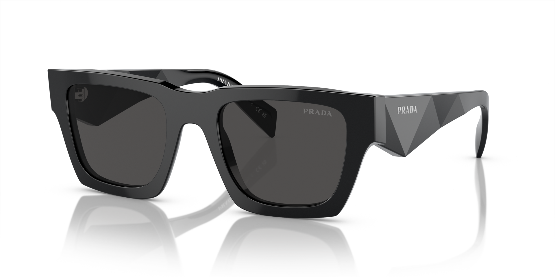 PR A06S Schwarz AcetatSunglass Frames von B24, Dreiviertelansicht