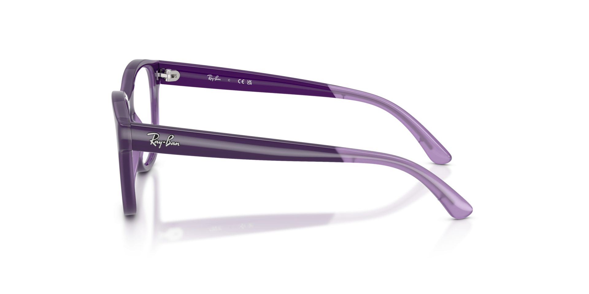 RB1950 Violet On Transparent Violet KunststofEyeglass Frames van B24, Zijaanzicht
