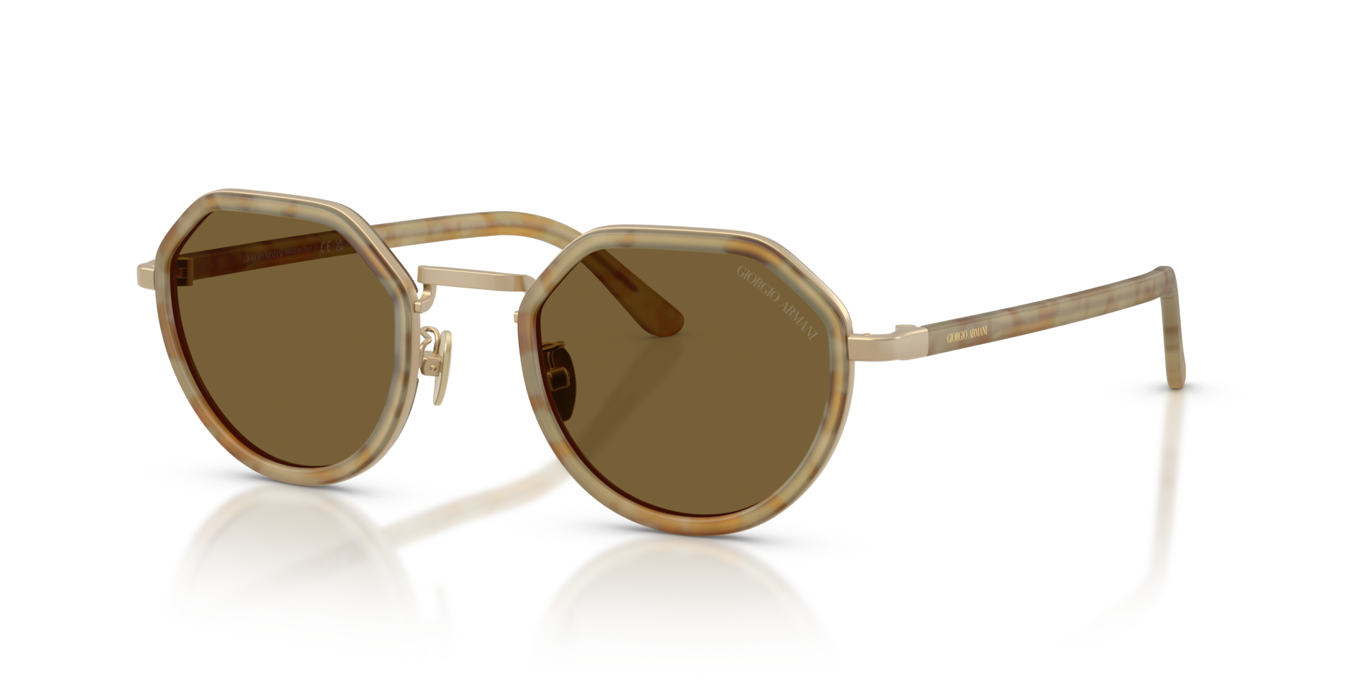 AR6181 Yellow Havana MetaalSunglass Frames van B24, Hoekweergave