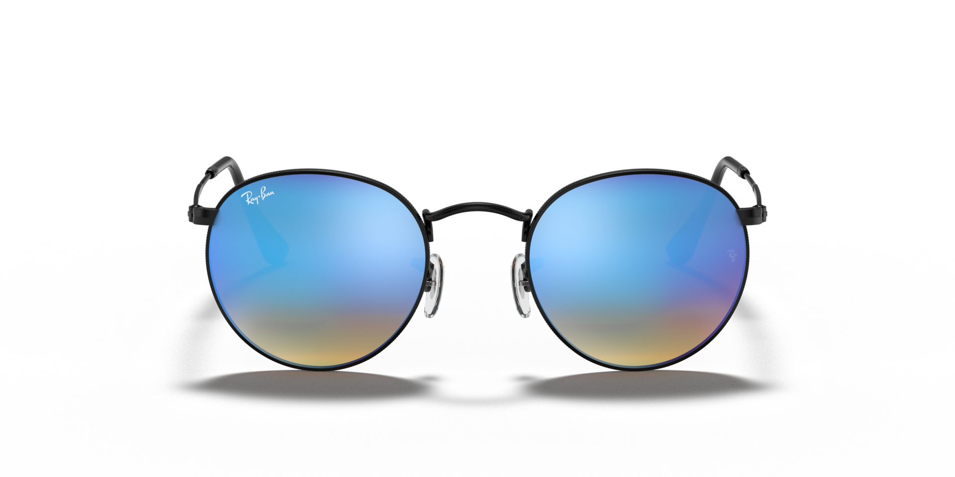 Round Flash Lenses Gradient Schwarz MetallSunglass Frames von B24, Vorderansicht