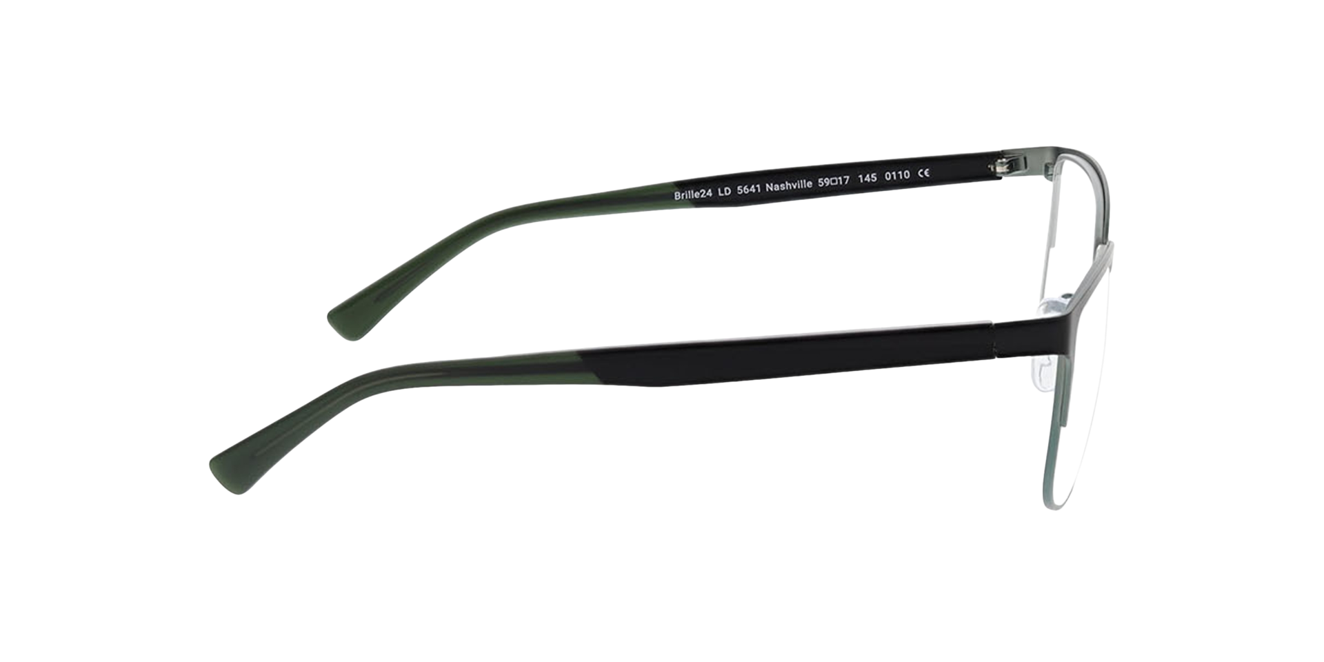 Nashville Zwart  &  groen  &  melkachtig groen MetaalEyeglass Frames van B24, Zijaanzicht
