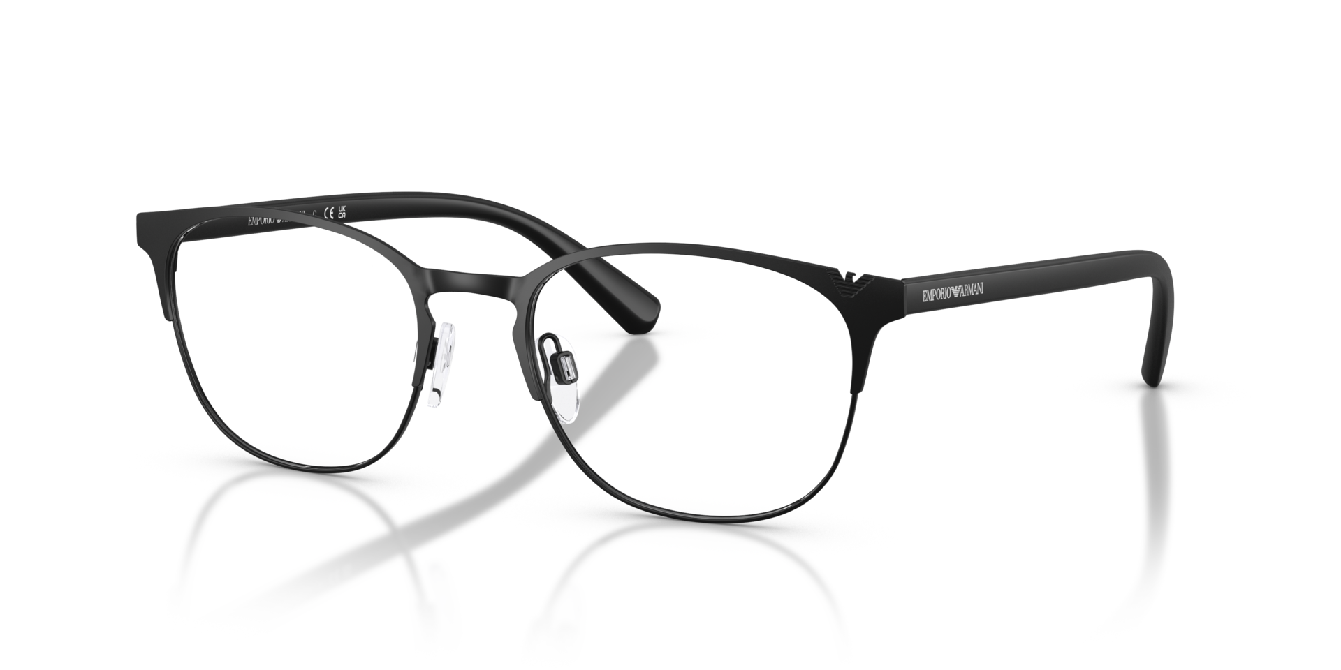 EA1059 Matt Schwarz MetallEyeglass Frames von B24, Dreiviertelansicht