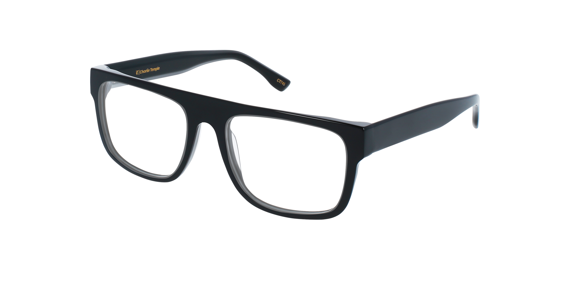 Jagger Jet Black AcetatEyeglass Frames von B24, Dreiviertelansicht