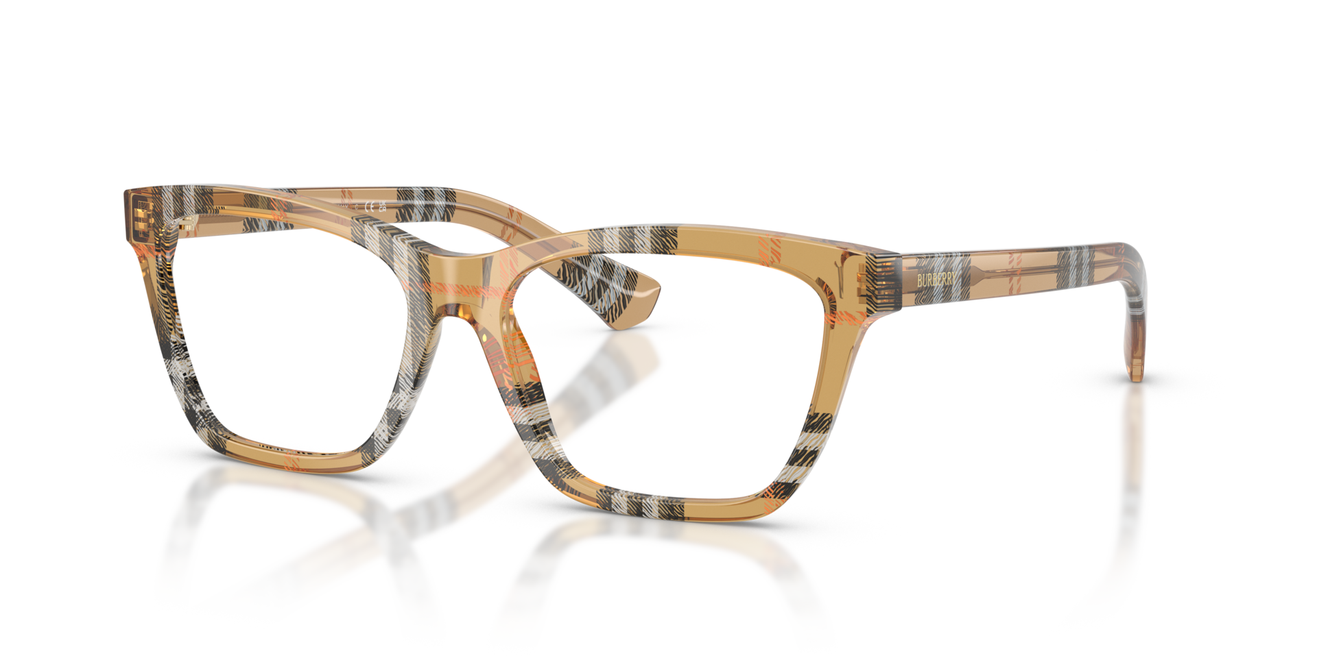BE2440 Check Sand AcetaatEyeglass Frames van B24, Hoekweergave