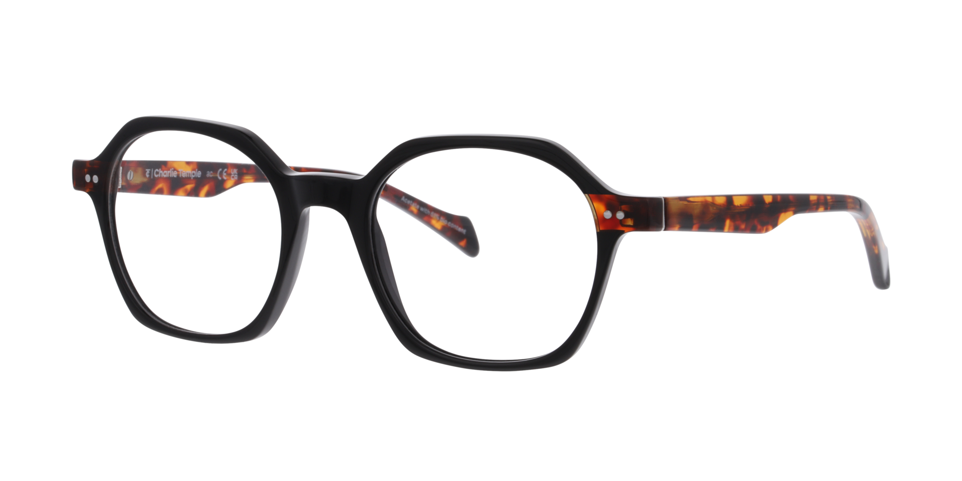 Solin Havana On Black AcetatEyeglass Frames von B24, Dreiviertelansicht