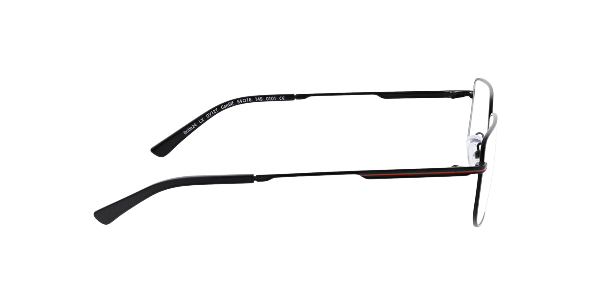 Cardiff Mattschwarz MetallEyeglass Frames von B24, Seitenansicht