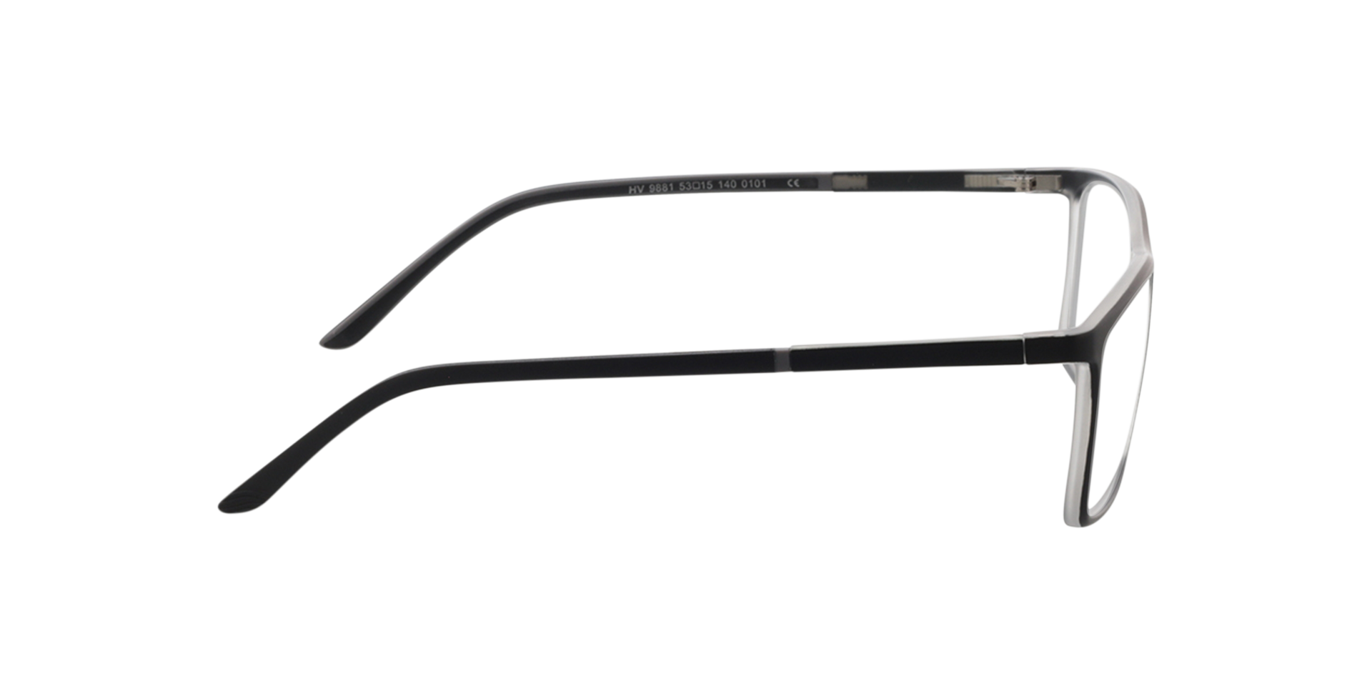Foxhill Schwarz zweilagig  &  Kristall KunststoffEyeglass Frames von B24, Seitenansicht