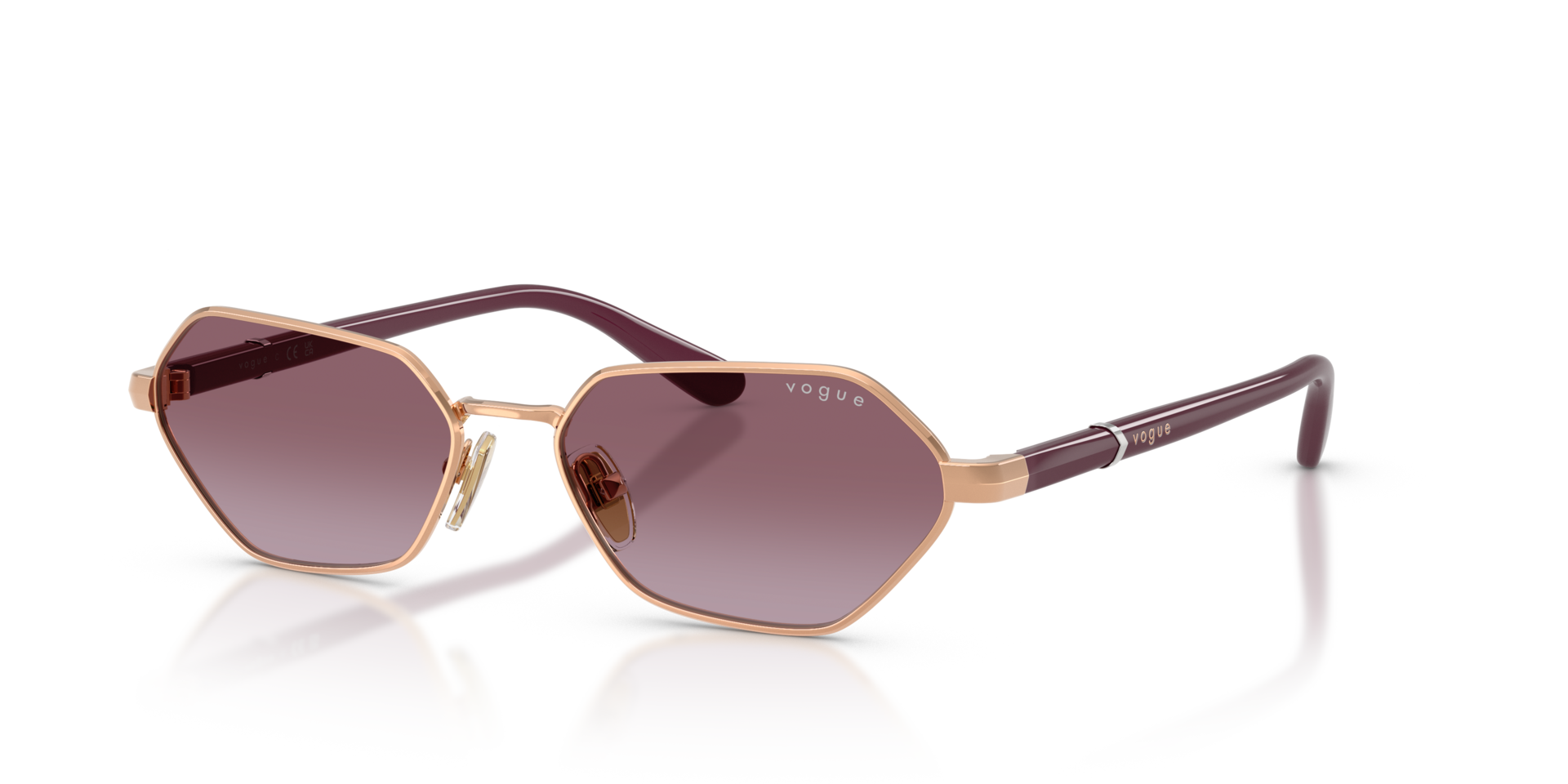VO4349S Rotgold MetallSunglass Frames von B24, Dreiviertelansicht