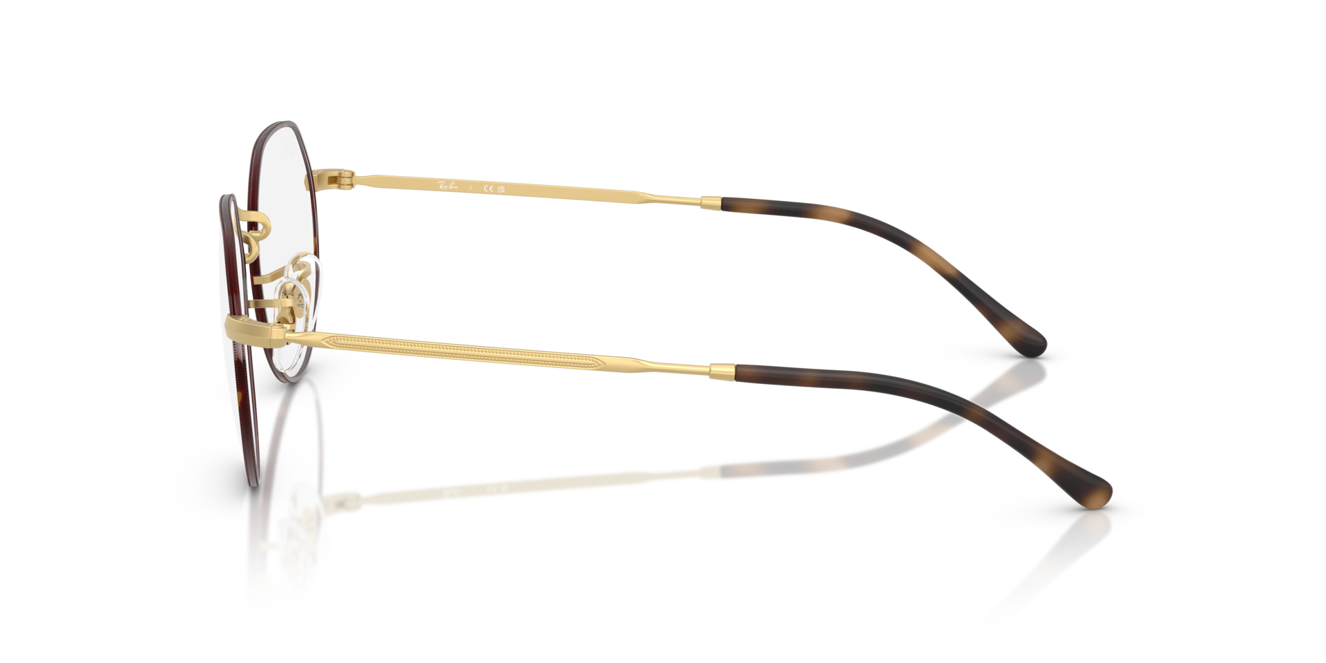 RB6465 Matte Havana On Matte Arista Gold MetaalEyeglass Frames van B24, Zijaanzicht