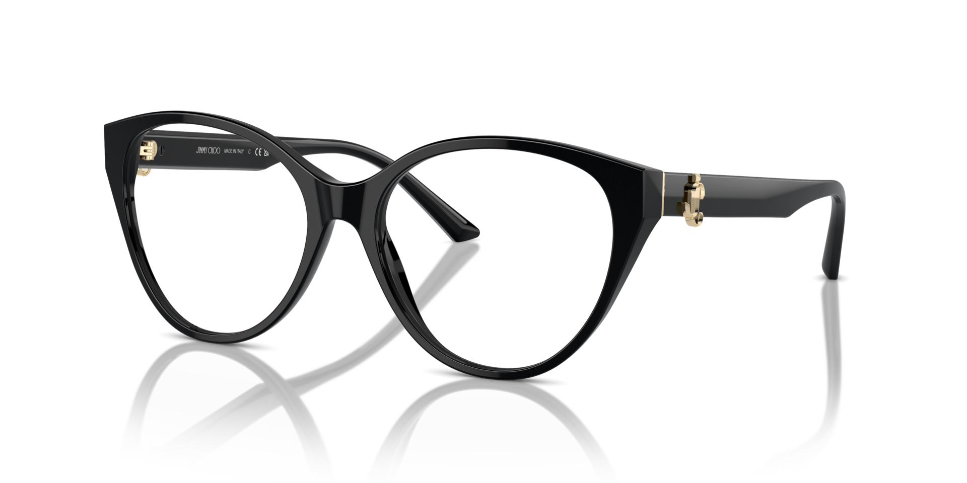 JC3009 Schwarz AcetatEyeglass Frames von B24, Dreiviertelansicht