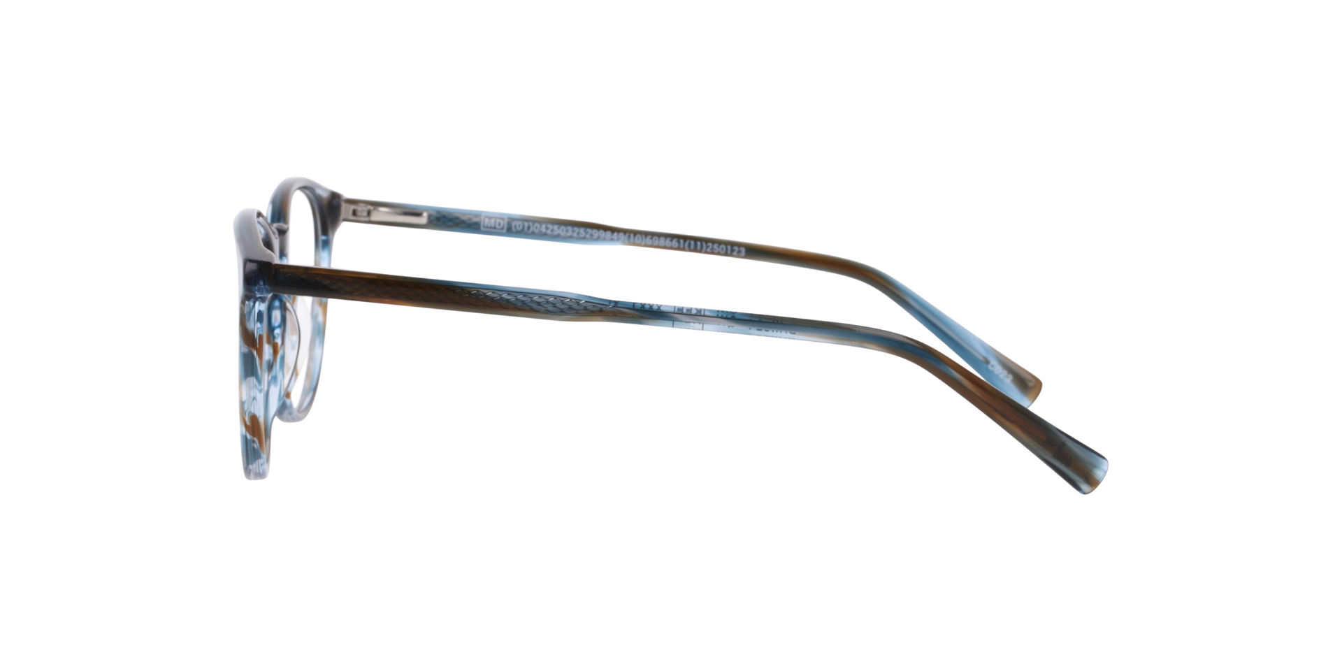 Charlie Kristal blauw hoorn AcetaatEyeglass Frames van B24, Zijaanzicht