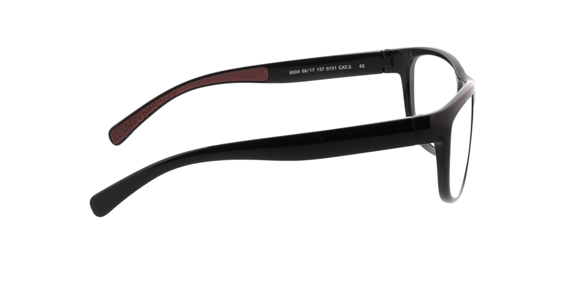 Pulse Zwart & rood KunststofEyeglass Frames van B24, Zijaanzicht