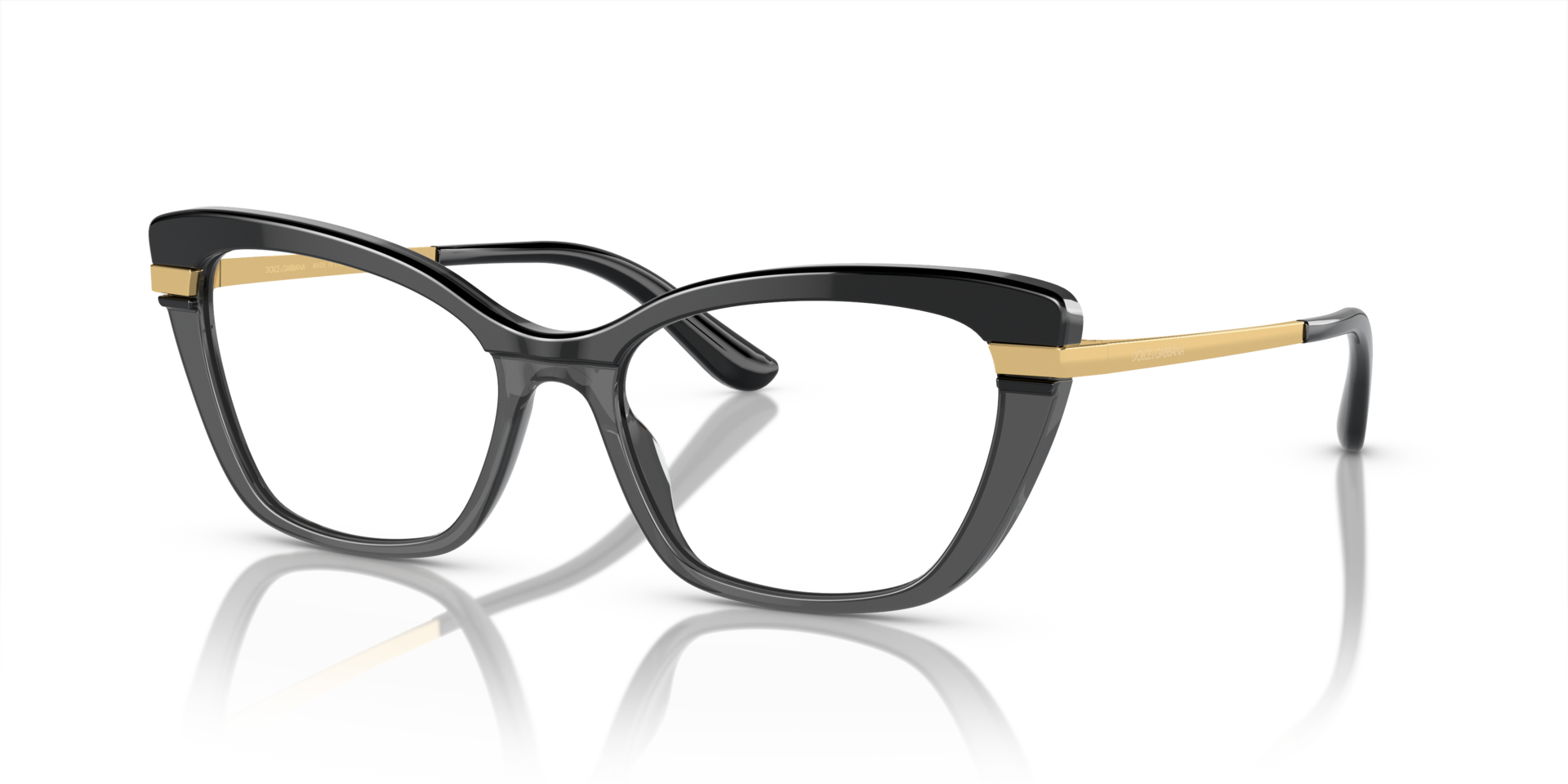 DG3325 Zwart op transparant zwart AcetaatEyeglass Frames van B24, Hoekweergave