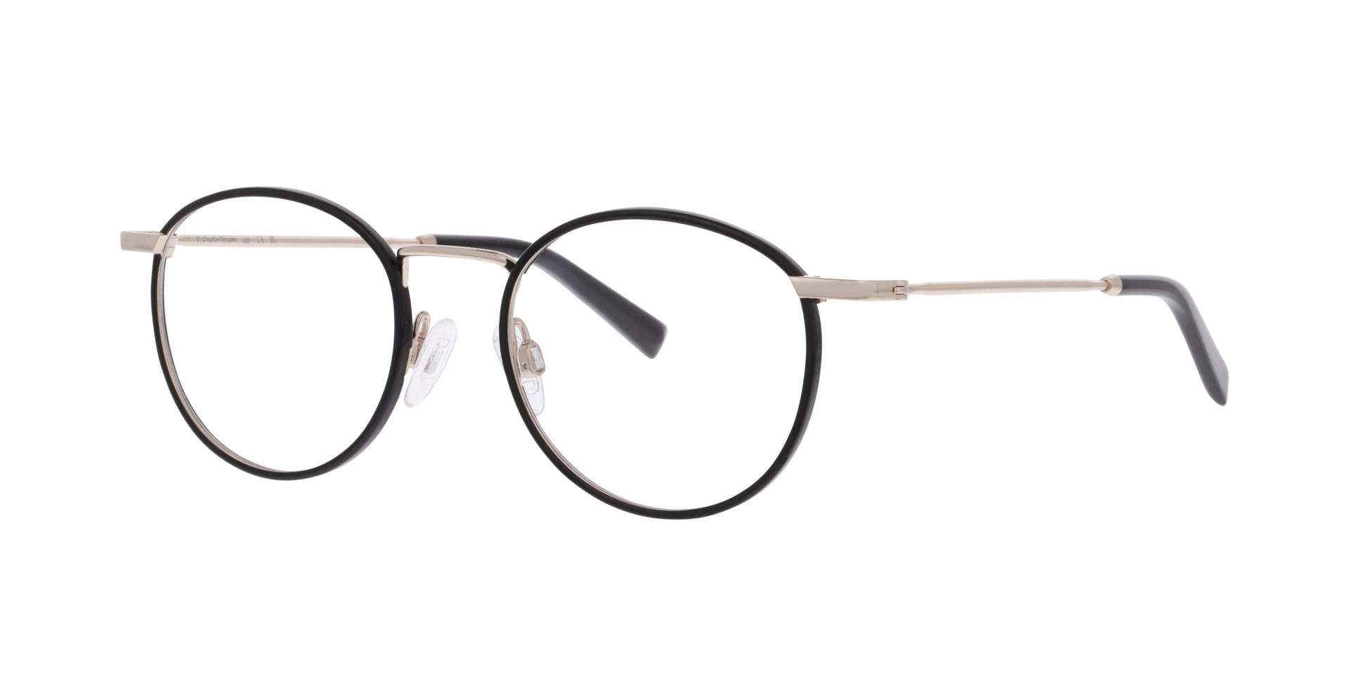 Duke Zwart op goud TitaanEyeglass Frames van B24, Hoekweergave