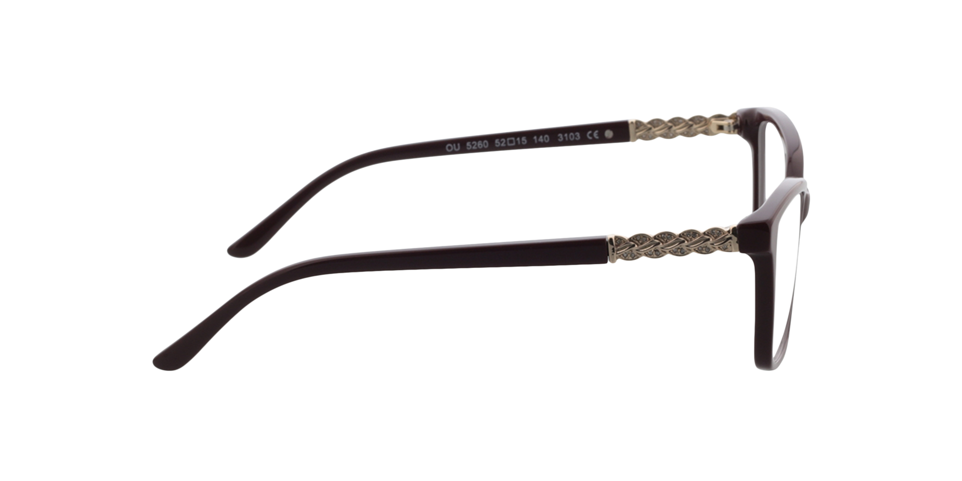 Lisa Bordeaux & goud AcetaatEyeglass Frames van B24, Zijaanzicht