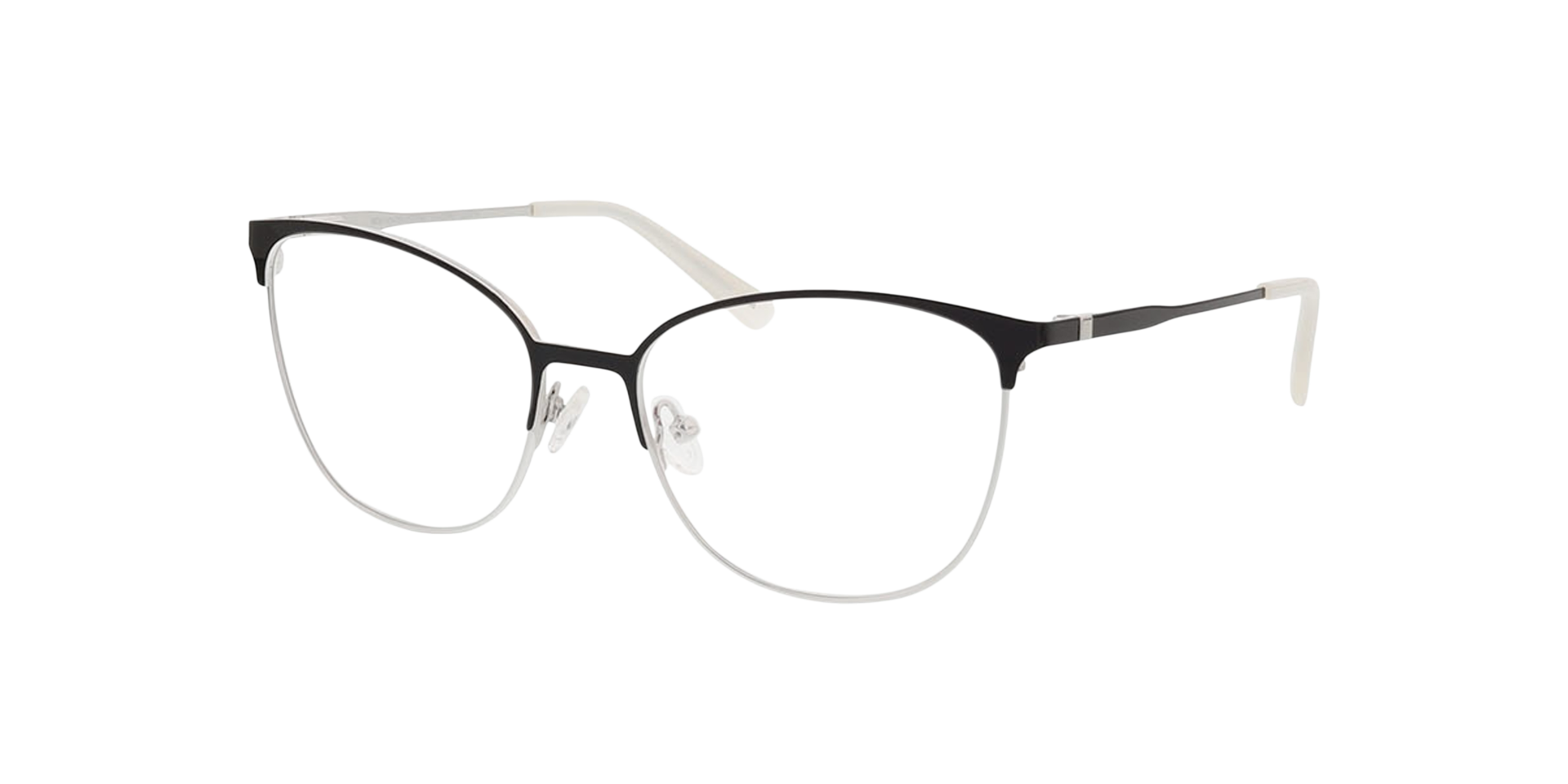 Yorkville Zwart & Zilver MetaalEyeglass Frames van B24, Hoekweergave