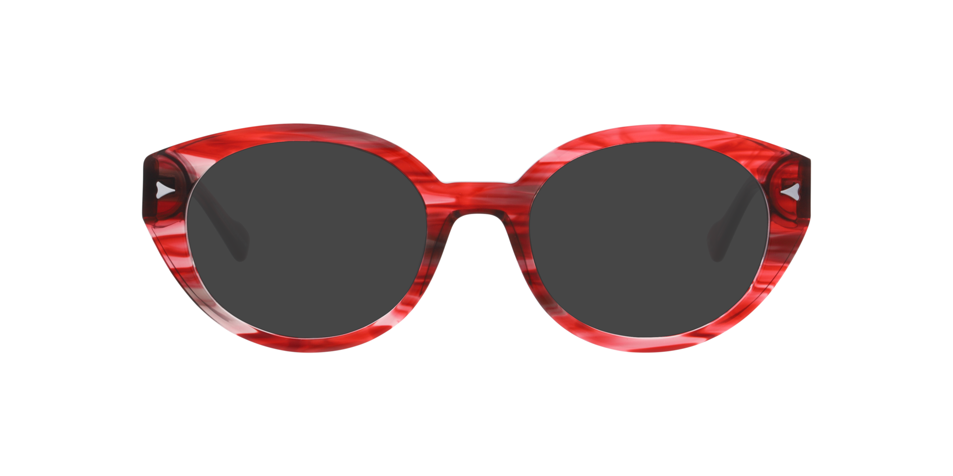 Rika Crystal Horn Red AcetaatEyeglass Frames van B24, met getinte lenzen