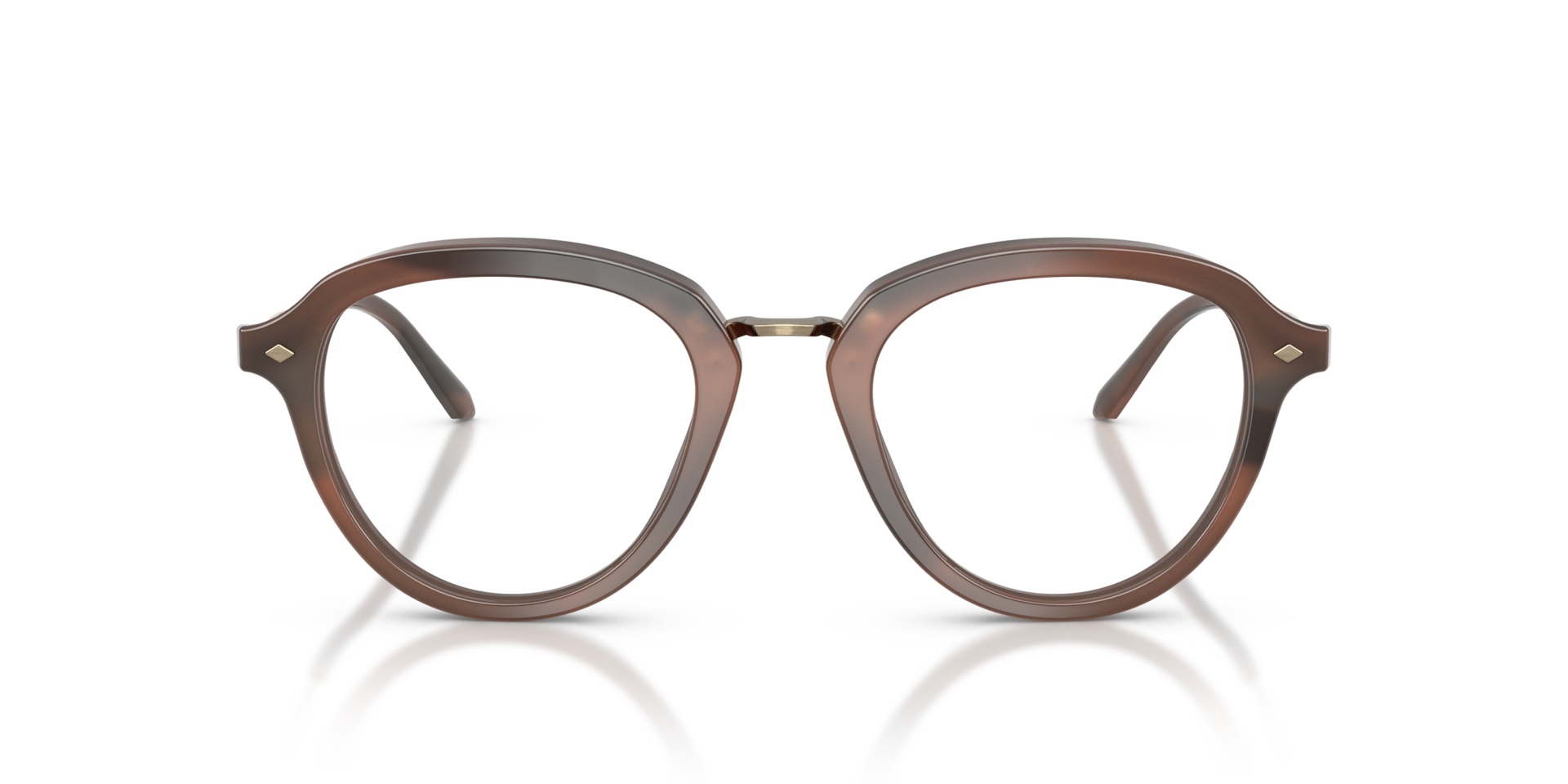 AR5174 Bruin Gestreept MetaalEyeglass Frames van B24, Vooraanzicht