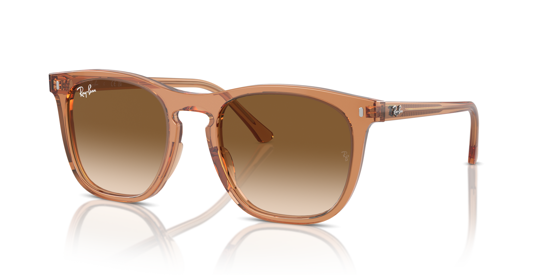 RB2210 Transparant bruin KunststofSunglass Frames van B24, Hoekweergave