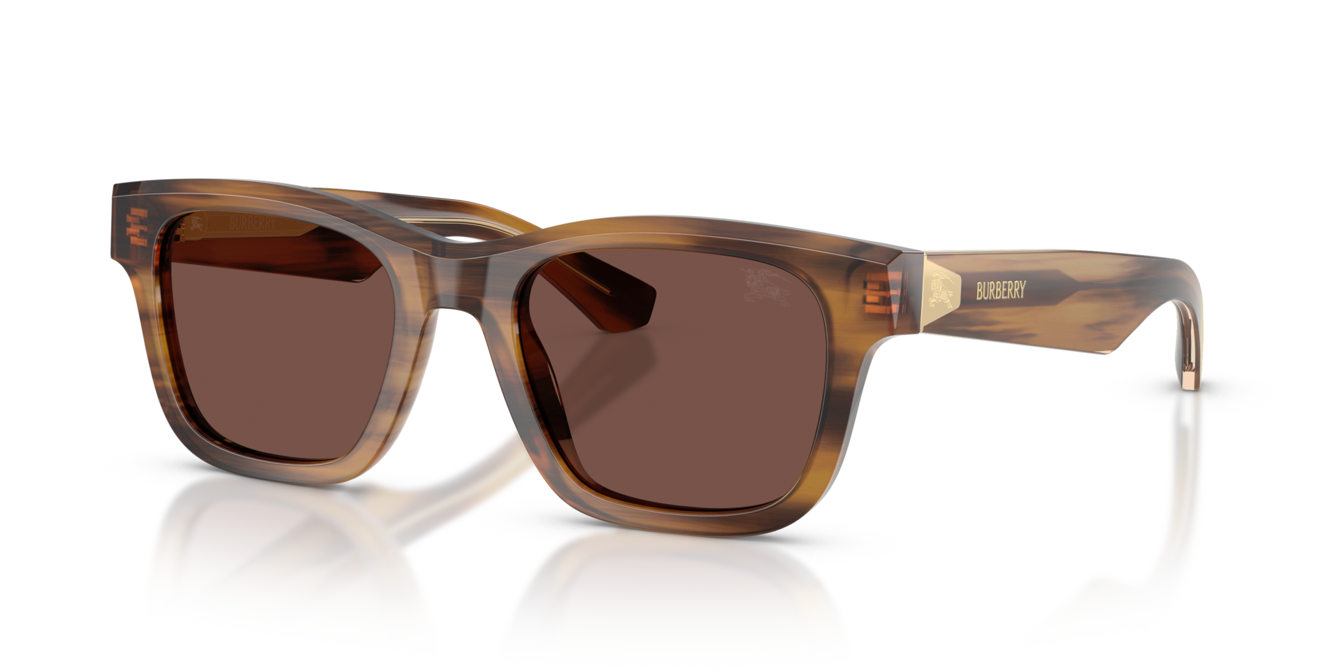 BE4504 Braun gestreift AcetatSunglass Frames von B24, Dreiviertelansicht