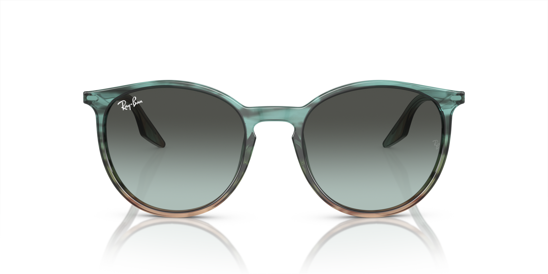 RB2204 Blau gestreift & Grün AcetatSunglass Frames von B24, Vorderansicht