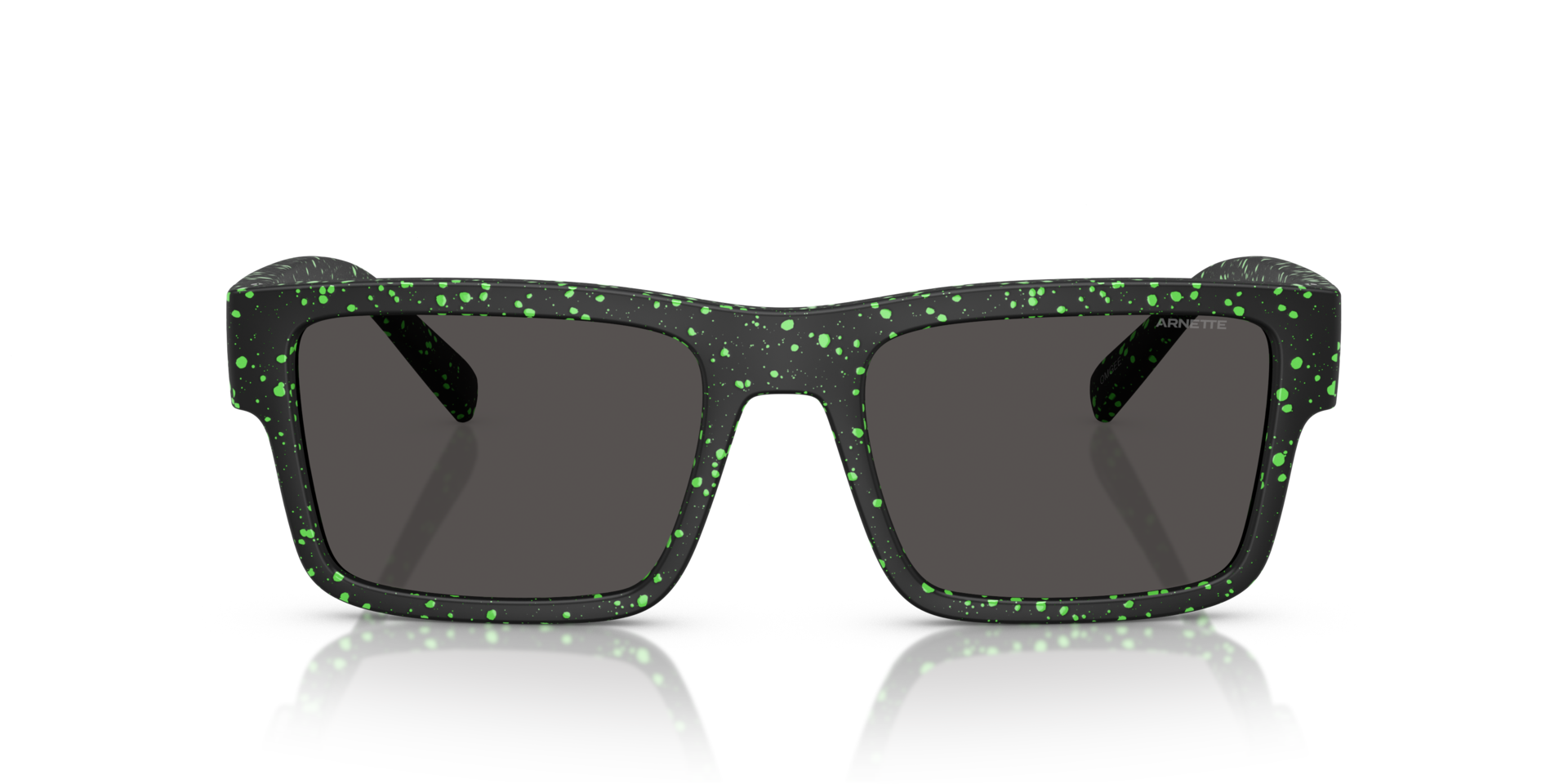 AN4344 Matte Black & Gekko Green Splatter KunststofSunglass Frames van B24, Vooraanzicht