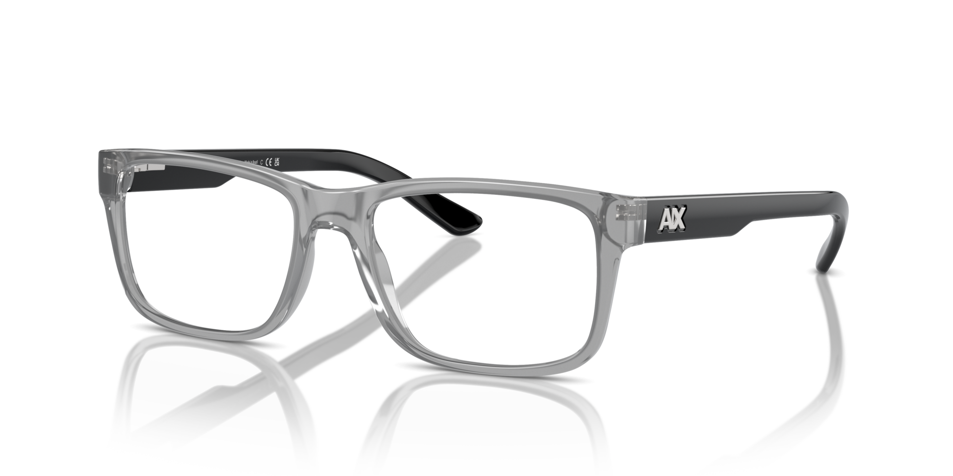 AX3016 Glänzendes transparentes Grau KunststoffEyeglass Frames von B24, Dreiviertelansicht