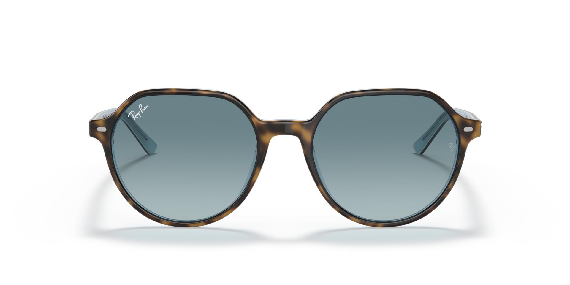 RB2195 Havana op lichtblauw AcetaatSunglass Frames van B24, Vooraanzicht