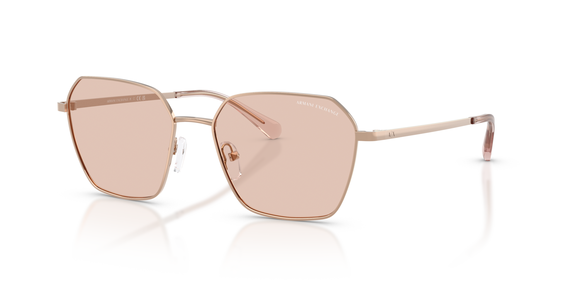 AX2062S Glänzendes Rose Gold MetallSunglass Frames von B24, Dreiviertelansicht