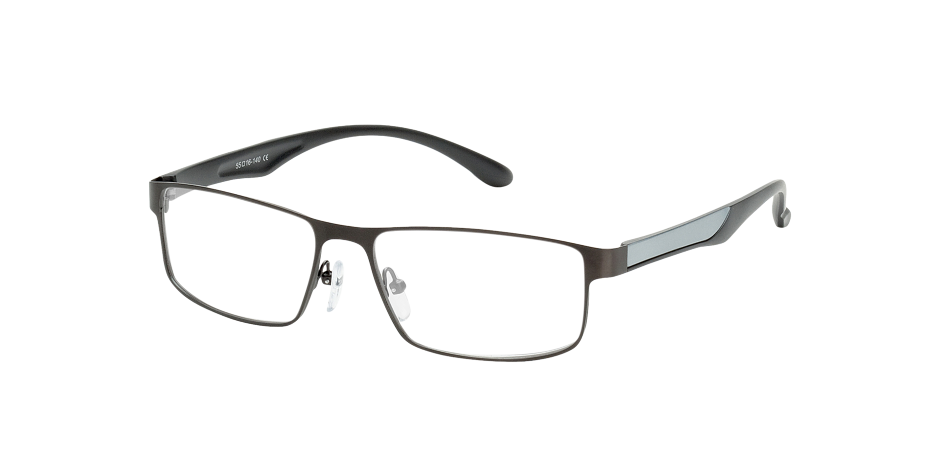 Bolton Antraciet  &  zilver MetaalEyeglass Frames van B24, Hoekweergave