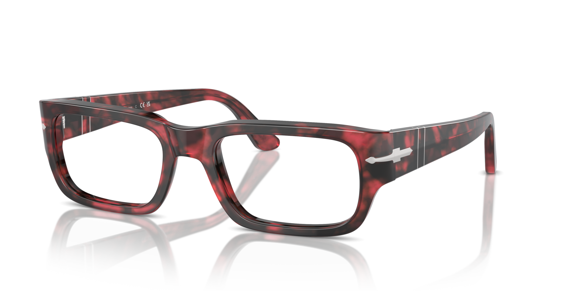 PO3347V Havana Rot AcetatEyeglass Frames von B24, Dreiviertelansicht