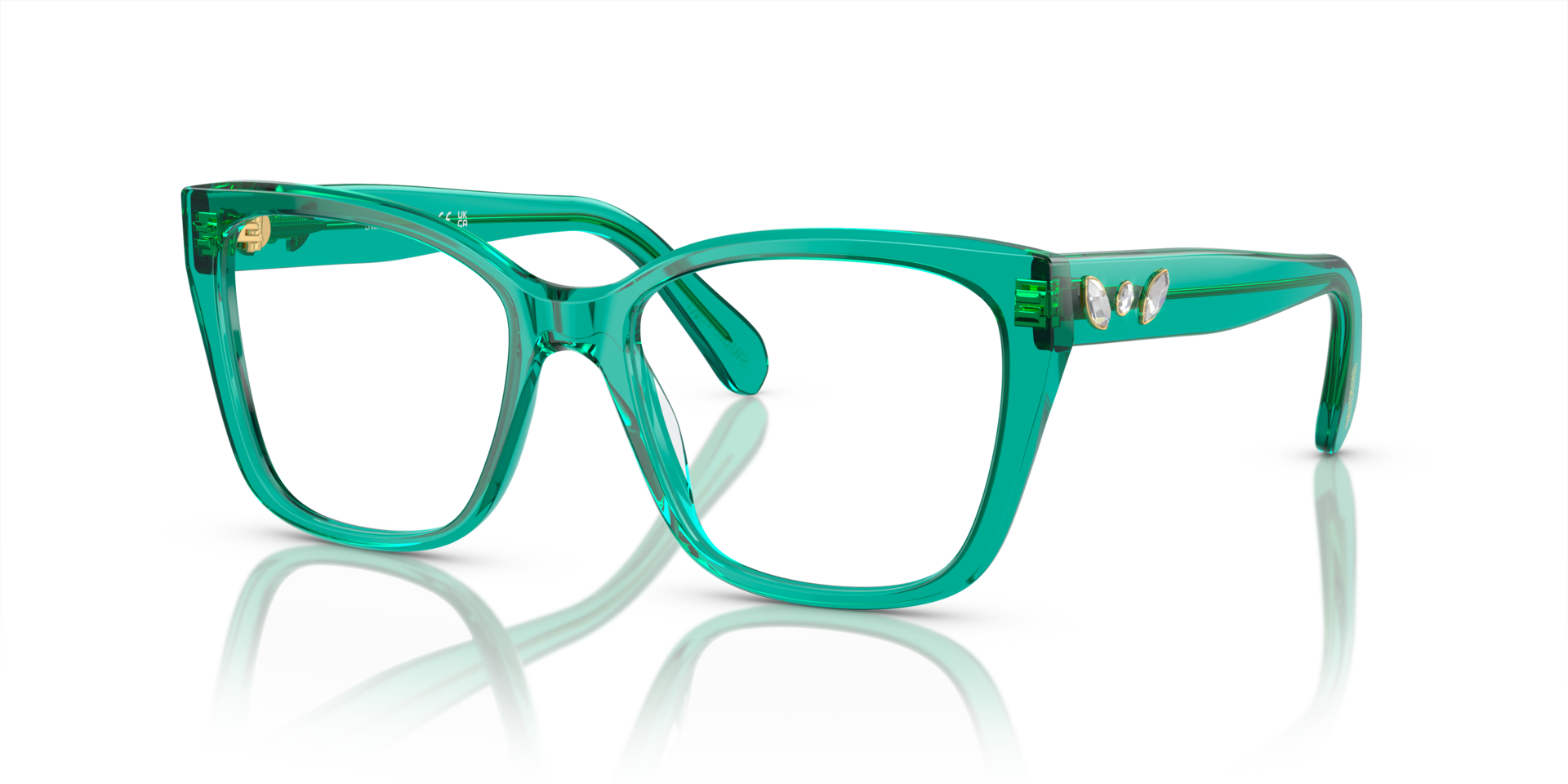 SK2008 Crystal Grün AcetatEyeglass Frames von B24, Dreiviertelansicht