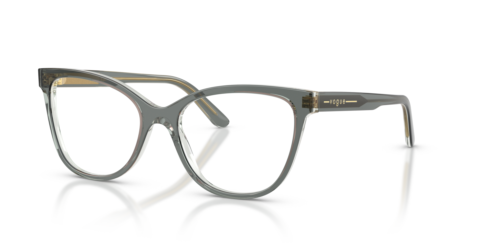 VO5748 Top Transparent Green & Transparent Green AcetatEyeglass Frames von B24, Dreiviertelansicht
