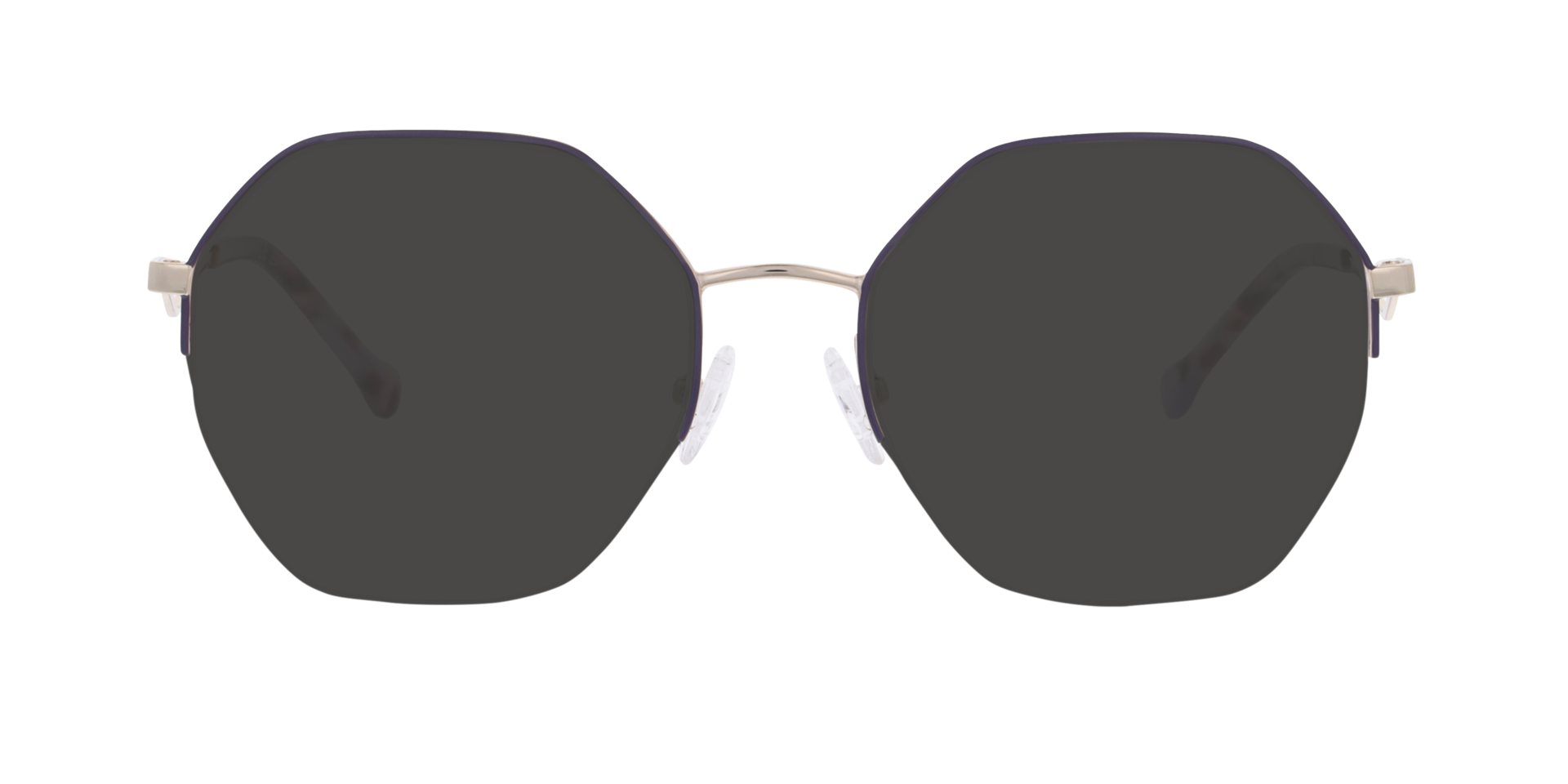 Johanna Dark Purple On Gold MetaalEyeglass Frames van B24, met getinte lenzen