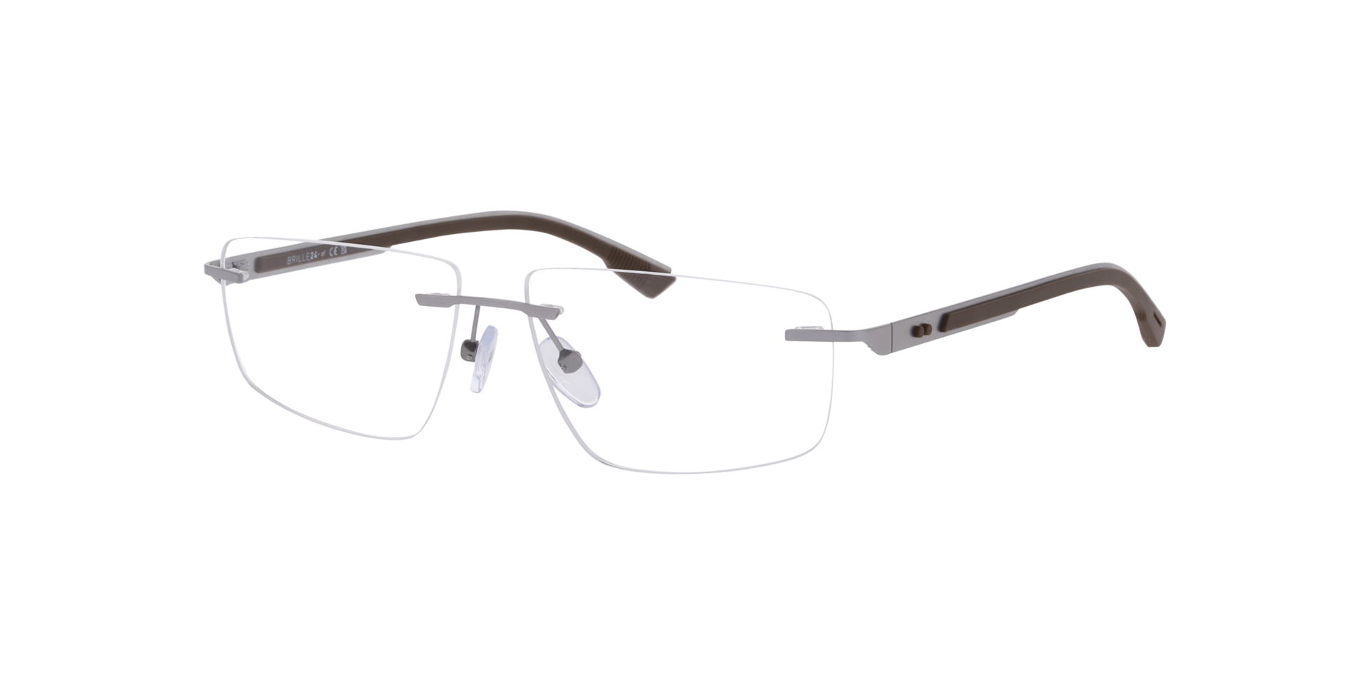 Willem Silber matt MetallEyeglass Frames von B24, Dreiviertelansicht