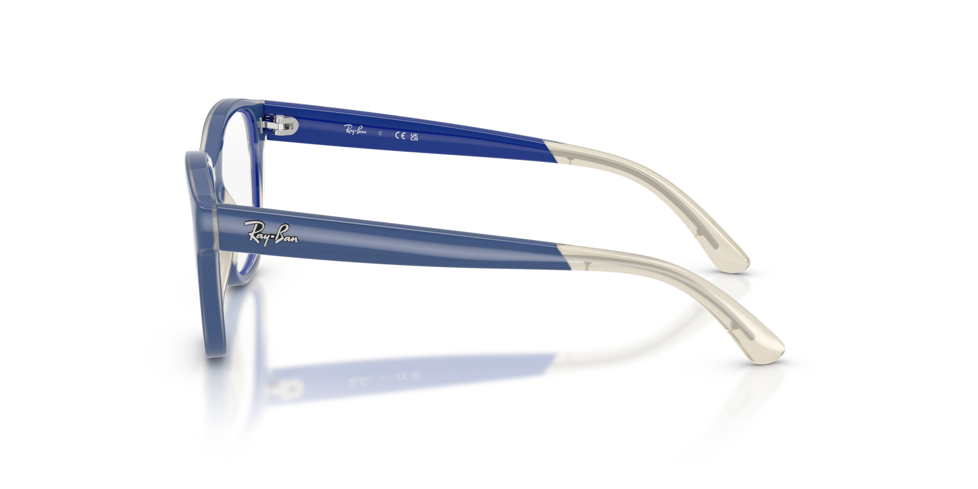 RB1950 Blue On Transparent KunststofEyeglass Frames van B24, Zijaanzicht