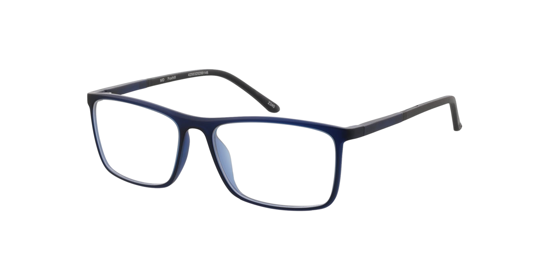 Foxhill Blue Crystal Black KunststoffEyeglass Frames von B24, Dreiviertelansicht