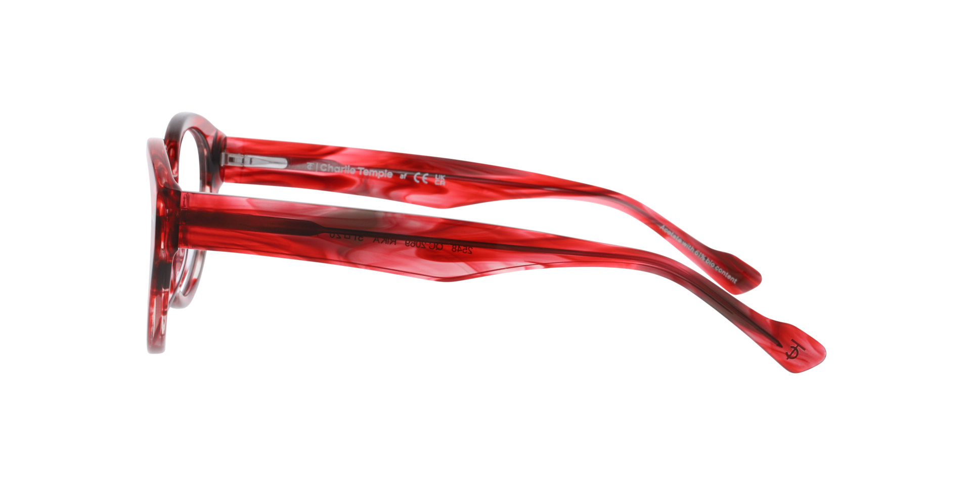 Rika Crystal Horn Red AcetaatEyeglass Frames van B24, Zijaanzicht