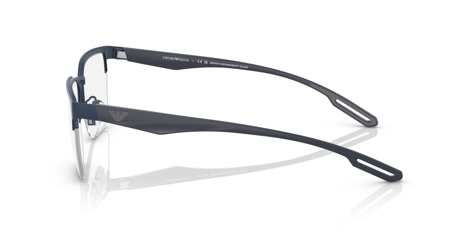 EA1137 Matblauw MetaalEyeglass Frames van B24, Zijaanzicht