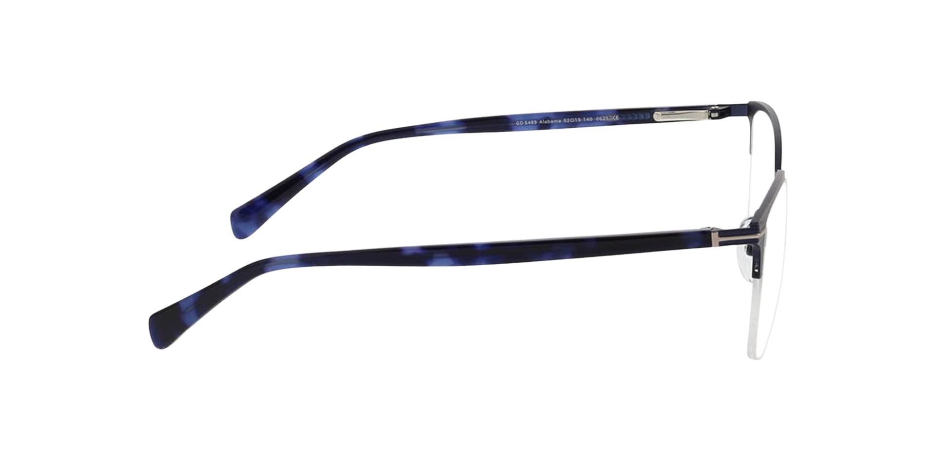 Alabama Matblauw  &  blauw Havana MetaalEyeglass Frames van B24, Zijaanzicht